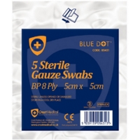 Gauze Swabs, 5 x 5cm Pack of 5, Sterile