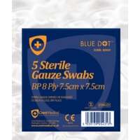 Gauze Swabs, 7.5 x 7.5cm Pack of 5, Sterile