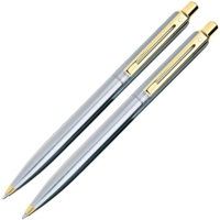Sheaffer Sentinel Ballpoint Pen & Pencil Set/Chrome & Gold Sheaffer Sentinel Ballpoint Pen & Pencil Set/Chrome & Gold