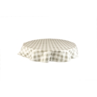 Gingham Circ Table Cloth Silver Grey