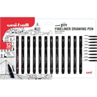 Uni-Ball Pin Drawing Pens Ass Pk 12