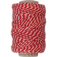 Cotton Cord - Red  White - 50m