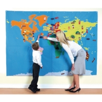 Cloth Wall Map - World 196 Motifs Cloth Wall Map - World 196 Motifs