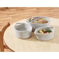 Handled Cotton Rope Storage Basket Set 3