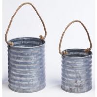 Metal Round Planter 2pk