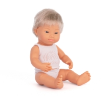 Baby Doll Caucasian Blonde Boy with Down Baby Doll Caucasian Blonde Boy with Down