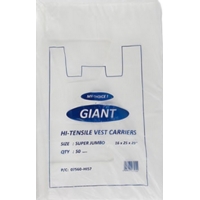 Giant Super Vest Carrier Bags 16  x 25  x 29  Box of 500