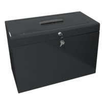 Foolscap Metal File Box with 5 Suspension Files- Black