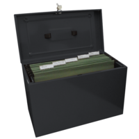 Foolscap Metal File Box with 5 Suspension Files- Black