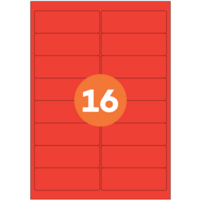 A4 Labels 16 per A4 sheet 1600 labels per box, RED