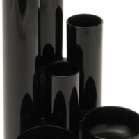 Plastic Four Tube Pen Tidy Pot Black