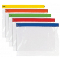 A4+ Polythene Clear Assorted Coloured Zips SINGLE BAG