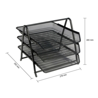 Wiremesh 3-Tier Letter Trays Set Black