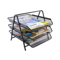 Wiremesh 3-Tier Letter Trays Set Black