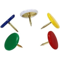 Assorted Colour Flat-Head Drawing Display Pins Tub of 75