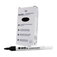 Whiteboard Drywipe Bullet Black Markers Box of 10