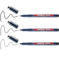 Edding 1800 Technical Drawing Black Pens Pack of 3