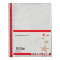 5 Star Office Punched Pockets A4 Pk25