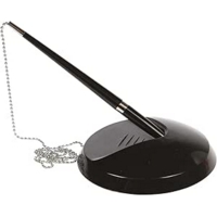Reception Counter Pen Desk Set on Chain with Stand Black