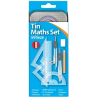 Premium 9pc Geometry Maths Set in a Tin