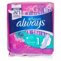 Always Platinum Towel Size 1 Normal Wings 12 Pads Per Pack