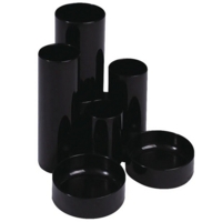Plastic Four Tube Pen Tidy Pot Black