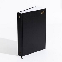 A4 TWO Pages Per Day Diary Black 2025
