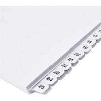 Q-Connect 1-50 Index Multi- Punched White Clear Tabs