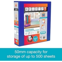 Elba Panorama A4 4-Ring 50mm Binder Blue SINGLE