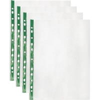 A4 Deluxe Portrait Green Strip Punched Pockets Box of 100