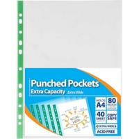 A4 Extra Capacity Punched Pockets Pack of 25