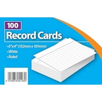 Record Cards White Ruled 6" x 4" Pack of 100