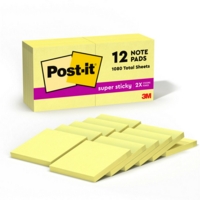 Post-It Super Sticky 76mm x 76mm Yellow Notes Pack of 12