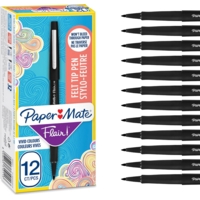 Paper Mate Nylon Flair Medium Tip Black Pens Box of 12