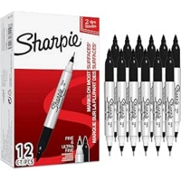 Sharpie Twin Tip Permanent Marker Black Box of 12