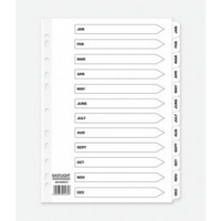 A4 White Month Index Multi-Punched Dividers