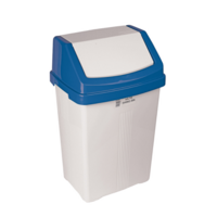 50L White Plastic Swing Bin & Blue Colour Lid