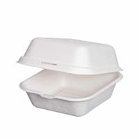 6" Burger Box, Pack 50 Bagasse Pulp