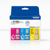 Brother BTD180 Cyan, Magenta, Yellow Value PackBottle 48.8ml Brother BTD180 Cyan, Magenta, Yellow Value PackBottle 48.8ml