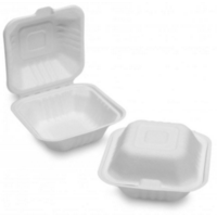 Bagasse Pulp 6” Burger Box Food Container Pack of 50