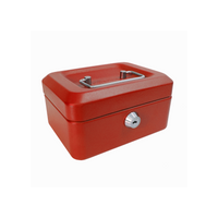 6" Steel Cash Box Red