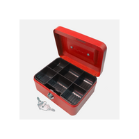 6" Steel Cash Box Red
