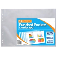 A3 Landscape Punched Pockets Pack of 10