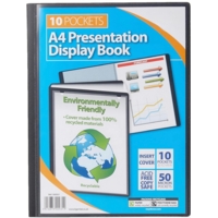 A4 Soft Cover Display 10 Pocket Presentation Book Black