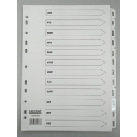 A4 White Board Dividers Jan - Dec