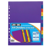 A4 Coloured Extra Wide PVC January-December Part Dividers