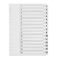 A4 White Index PVC 1-15 Tab File Dividers