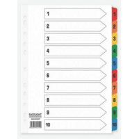 A4 White Index Multi-Coloured 1-10 Tabs File Dividers