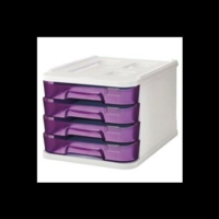 Four Drawer Desk Unit White and Purple