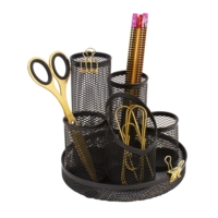 Wiremesh Five Tube Pen Tidy Pot Black